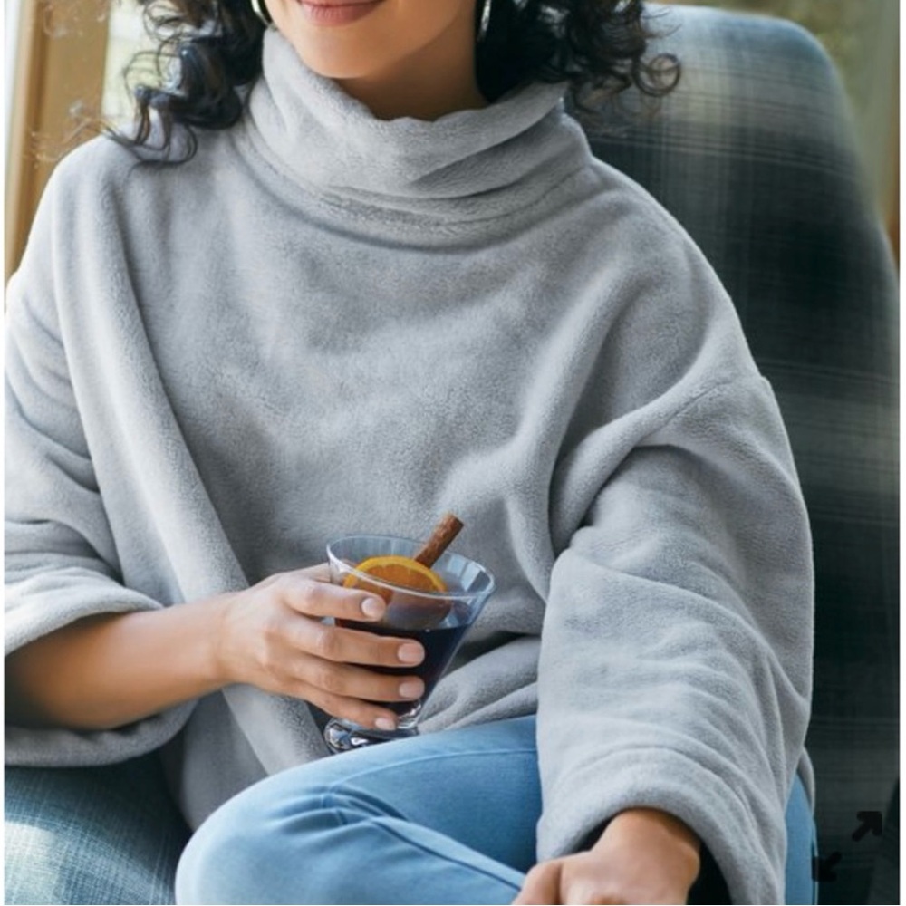 Soft Surroundings Glacier Pullover Turtleneck Sweater Heather Grey Size Small